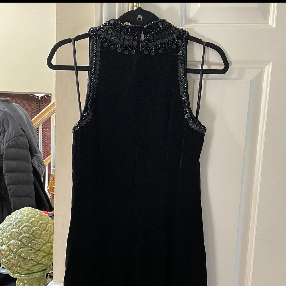 Badgley Mischka Stunning Black Velvet, Halter Sequin Dress Size 6!
